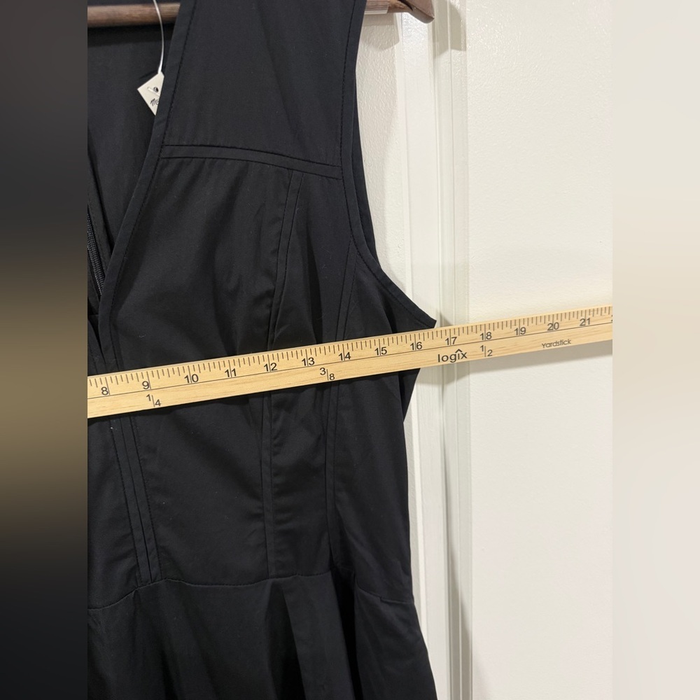 NWT Madewell Yana Midi Dress 8 Black Cotton Poplin Sleeveless Fit Flare - Picture 10 of 15